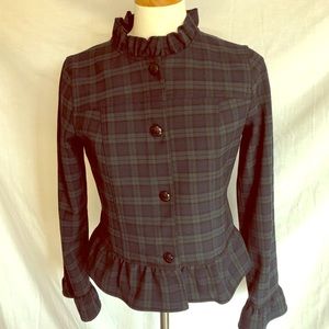 Banana Republic: short peplum jacket: plaid